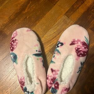 Floral Pink Fleece Slippers